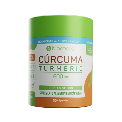 Cúrcuma Turmeric 600mg com 30 Cápsulas - Bioroots