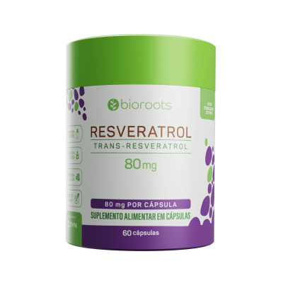 Resveratrol Grape Extract 80mg com 60 Cápsulas - Bioroots
